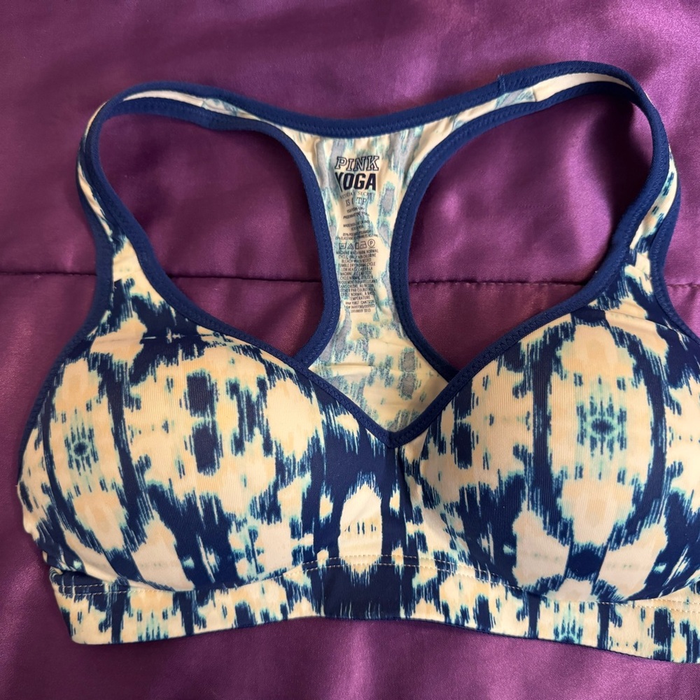 Victoria's Secret Pink Blue Patterned Sports Bra Size XS